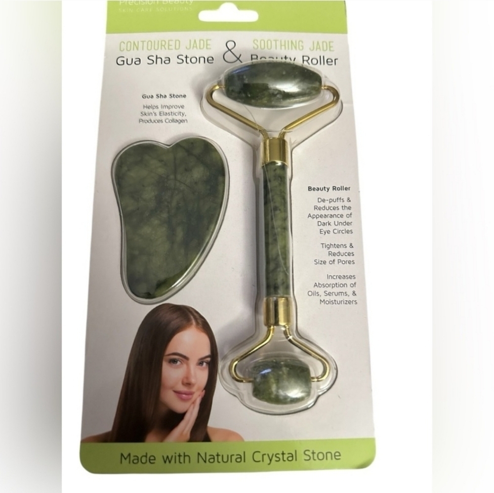 💚▪️Jade Facial Roller and Gua Sha Set
